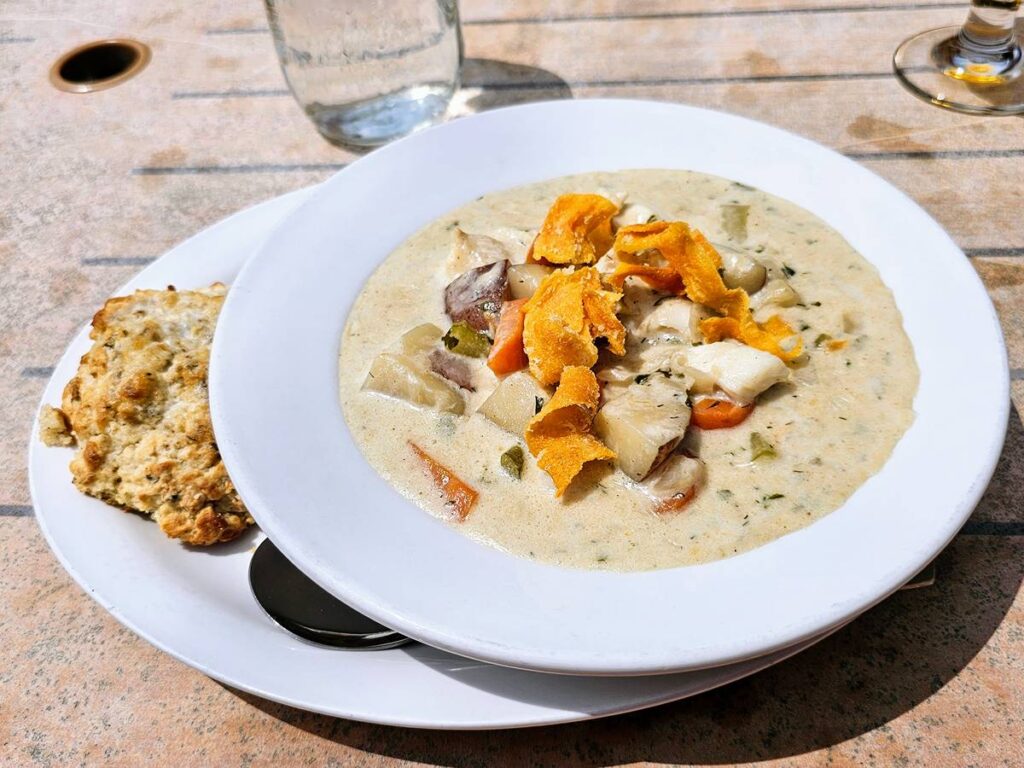 Seafood chowder at Tipsy Tails Restaurant