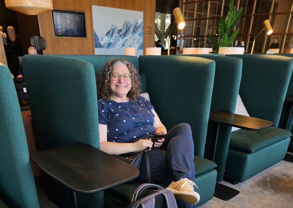Dana in the Cathay Pacific Lounge at YVR
