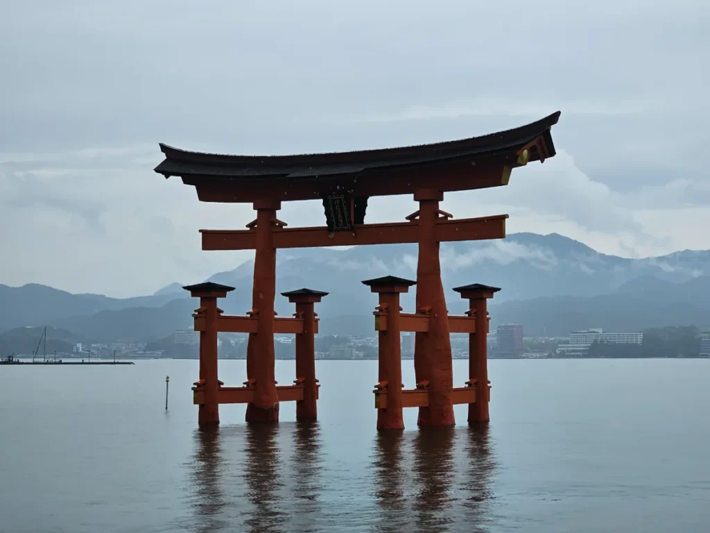 floating red torii gate